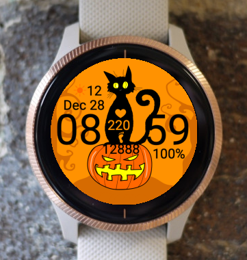 Garmin Watch Face - Halloween black cat 4