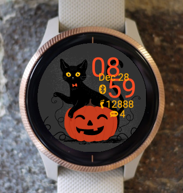 Garmin Watch Face - Halloween black cat