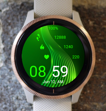 Garmin Watch Face - Green Waves