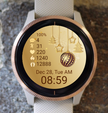 Garmin Watch Face - Winter - Gold Christmas