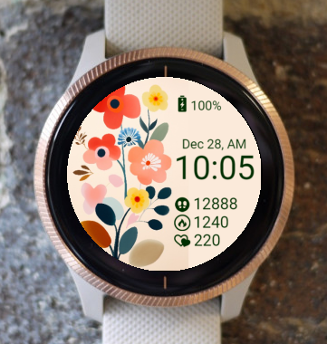 Garmin Watch Face - Retro Flowers Garmin Sport