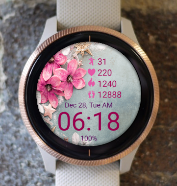 Garmin Watch Face - Pink Flowers 08