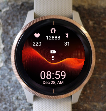 Garmin Watch Face - Red Waves 2