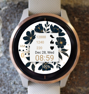 Garmin Watch Face - Black Flowers