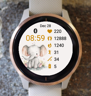 Garmin Watch Face - Cute Animal Elephant