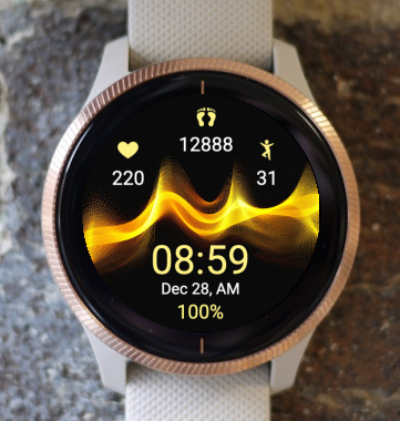 Garmin Watch Face - Yellow Waves