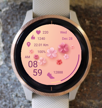 Garmin Watch Face - Pink Flowers 01