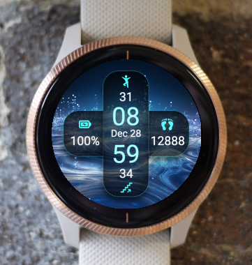 Garmin Watch Face - Blue Waves 2