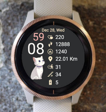 Garmin Watch Face - White Cat