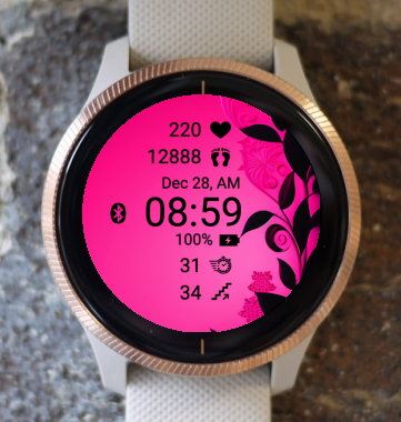 Garmin Watch Face - Pink Leaf A2