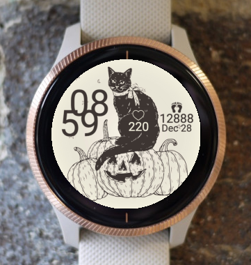 Garmin Watch Face - Halloween black cat 3