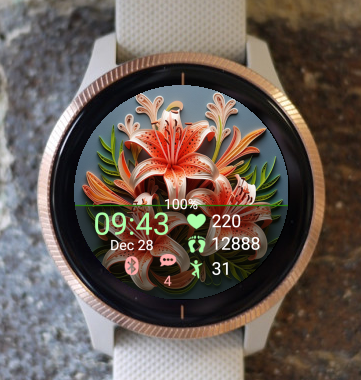 Garmin Watch Face - Jungle Flowers J