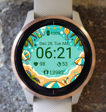 Garmin Watch Face - Retro Summer Beach Vibes