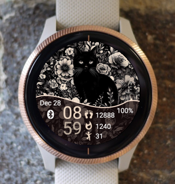 Garmin Watch Face - Black Cat In