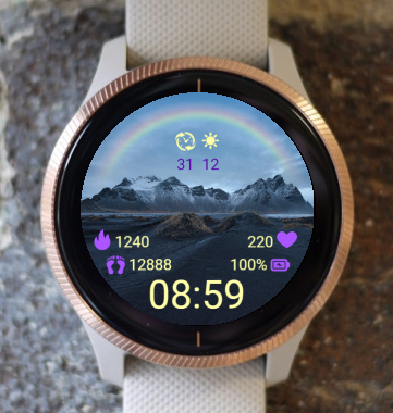 Garmin Watch Face - Mountains And Rainbow