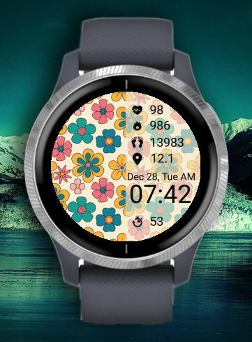 Retro Flowers Yellow and Turquoise