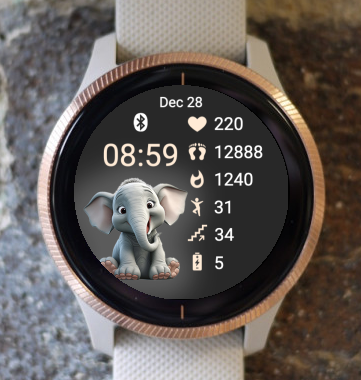 Garmin Watch Face - Cute Animal Elephant